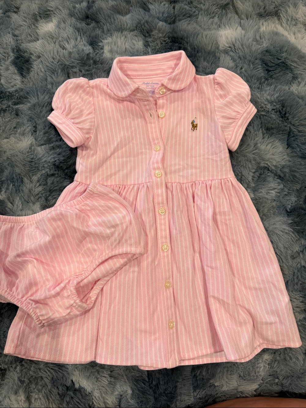 Ralph Lauren Pink Striped Polo Dress with Bloomers